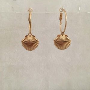 Gold Shell Hoop Earrings
